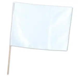 サテン特大旗 ホワイト 旗:W80×H60ｃｍ 旗竿:100ｃｍ（φ12ｍｍ）